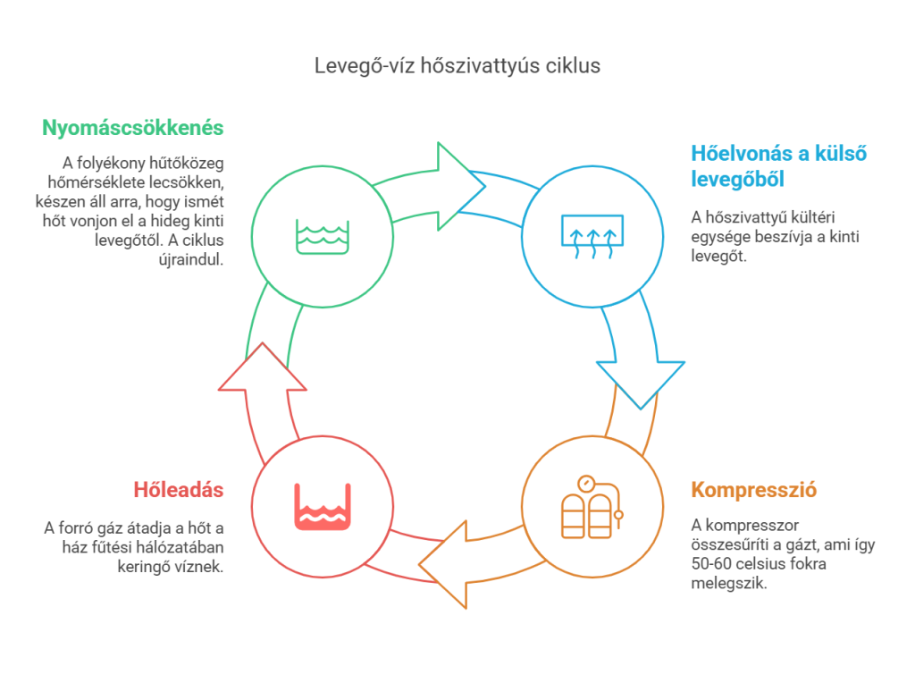 A levegő víz hőszivattyú ciklus